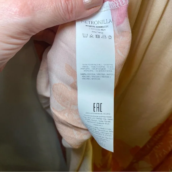 Pietronilla Italy Elegant Coral and Peach Maxi Dress w Sash sz L - Picture 10 of 14